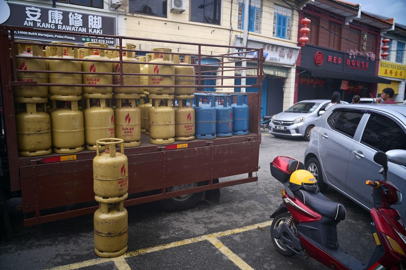 Gas cylinders loaded for dispatch