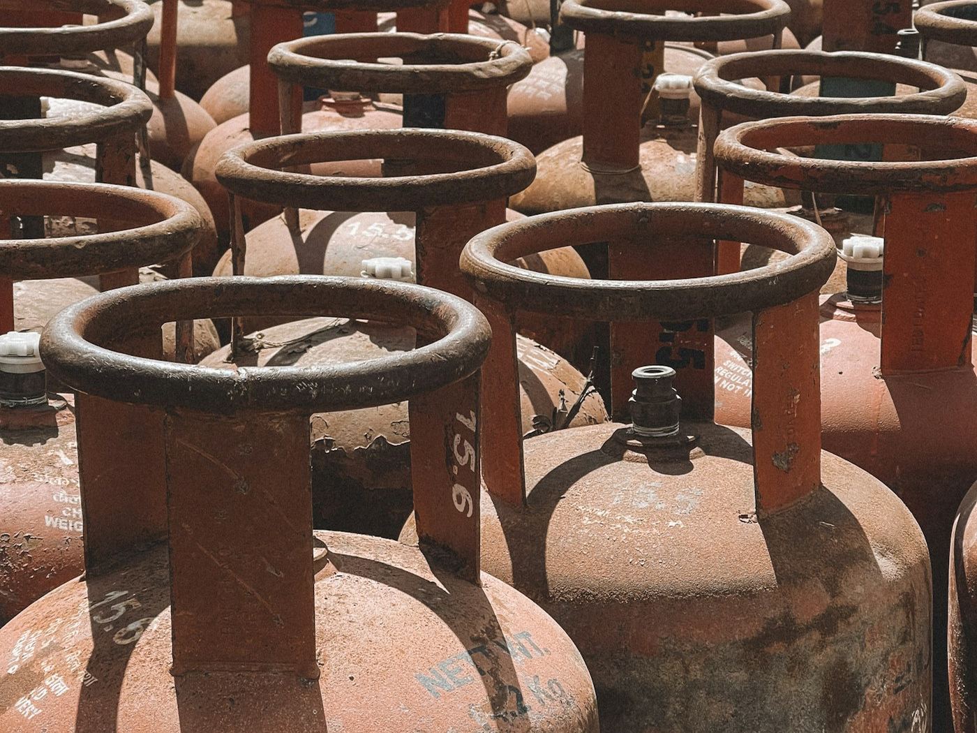 Old gas cylinders recovered from a site clearance